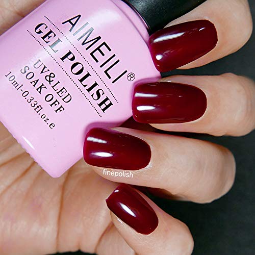 AIMEILI Roter Nagellack UV LED Gellack ablösbarer Dunkelroter Nagellack 10ml - Red Vixen (010) – Bild 7