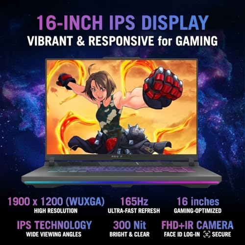 Image of ASUS ROG Strix G16 Gaming Laptop, AMD Ryzen 9 CPU (16-core), GeForce RTX 5070 Ti 12GB DDR7, 32 GB DDR5 RAM, 1 TB SSD, 16 inch LED IPS 165Hz WUXGA Dispaly, RGB Keyboard, Wi-Fi 6E, Window 11 Pro