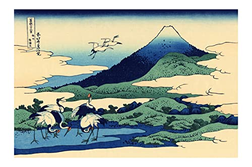 Affiche Hokusai Umegawa encadrée M pour habiller un mur blanc