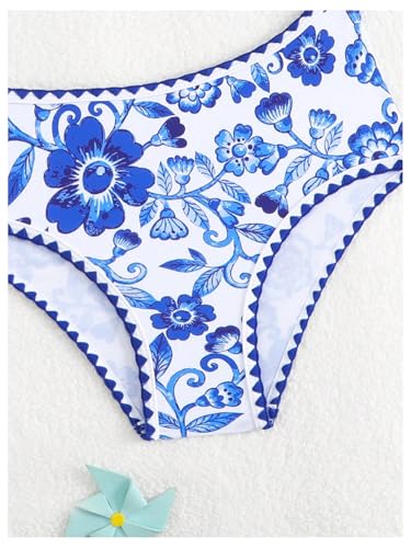 Image of GORGLITTER Girl's One Piece Swimsuits Bathing Suits Floral Cutout Color Block Boho Adjustable Straps Pad Swimwear
