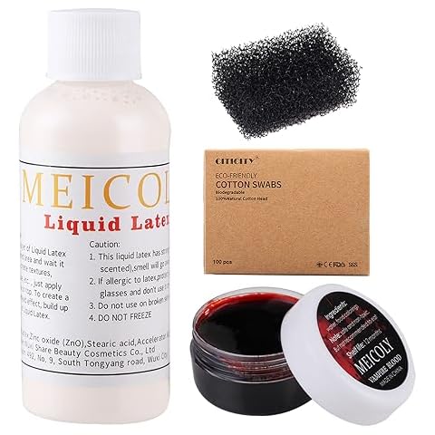MEICOLY Liquid Latex Face Body Paint Kit with Coagulated Blood Gel Cover