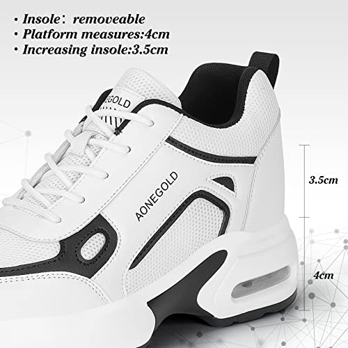 AONEGOLD Hidden Wedge Sneakers for Women Casual Platform Sneakers High Heeld Lace Up Walking Shoes Women's Fashion Sneakers4