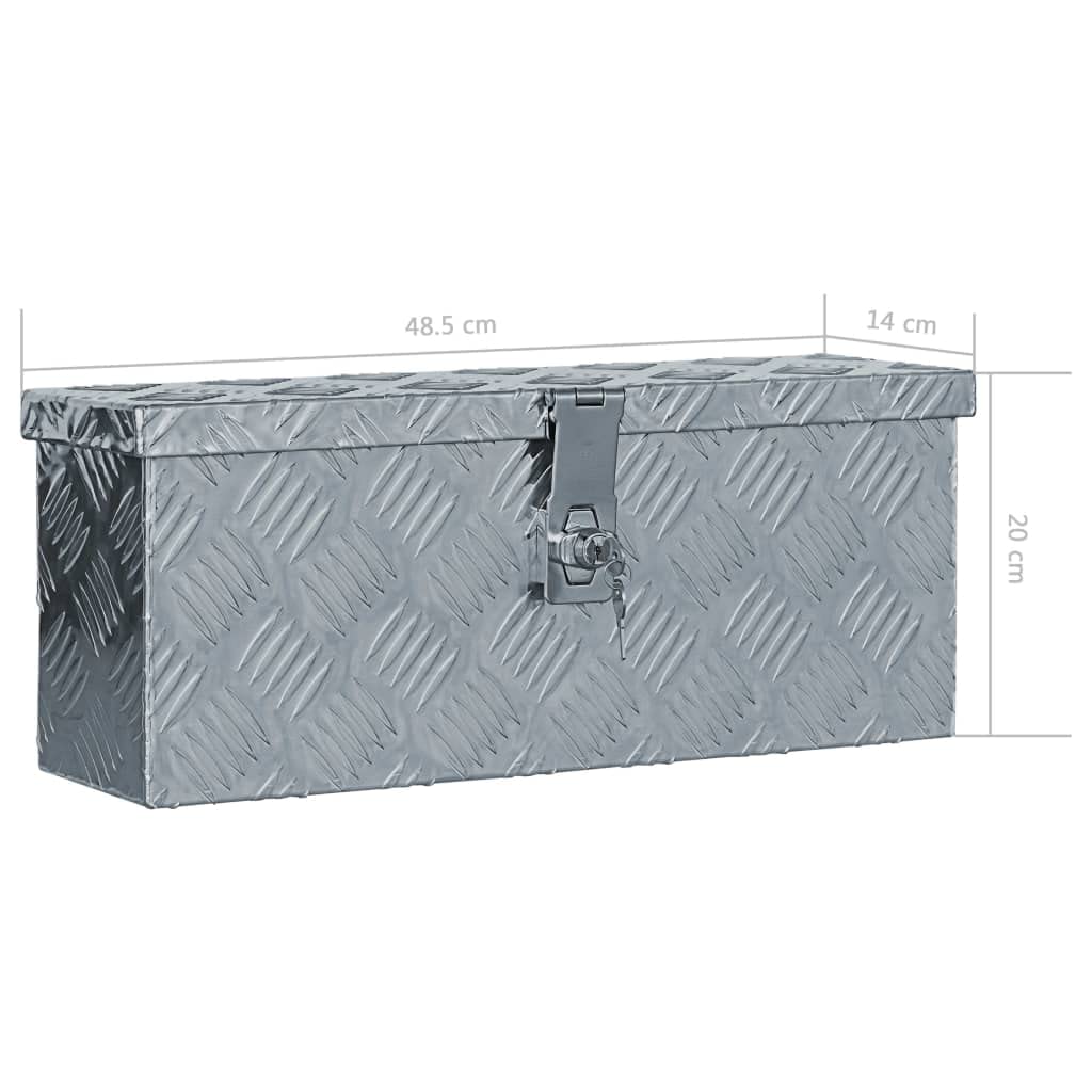 SKM Caja de Aluminio 48,5x14x20 cm Plateada,Bricolaje,Accesorios de Bricolaje,Organización y Almacenamiento de Herramientas,Cajas de Herramientas,Plateado,2.64 kg,142935