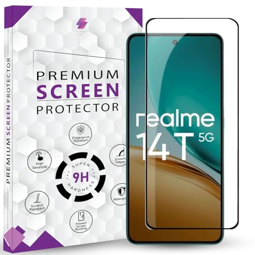 Image of Premium Tempered Glass Screen Protector Guard For Realme 14T 5G (6.67 Inch, Pack of 1) | Edge to Edge Coverage With Easy to installation kit