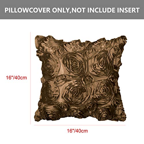 Housse de coussin fleur de rose 3D decorative pure couleur lot de 2