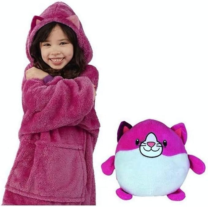 Wearable Blanket Hoodie for Girls and Boys Sherpa Fleece Hooded Blanket Sweatshirt Warm Cozy Sherpa Wearable Throw Oversized Hoodie with Giant Pocket & Sleeves for Kids (1Pcs)