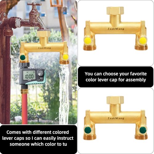 Heavy Duty Brass 2-Way Garden Hose Splitter, 3/4" GHT Threads, Metal Shutoff Valve, Long Handle（2 pack） by ZaakWang - Image 6