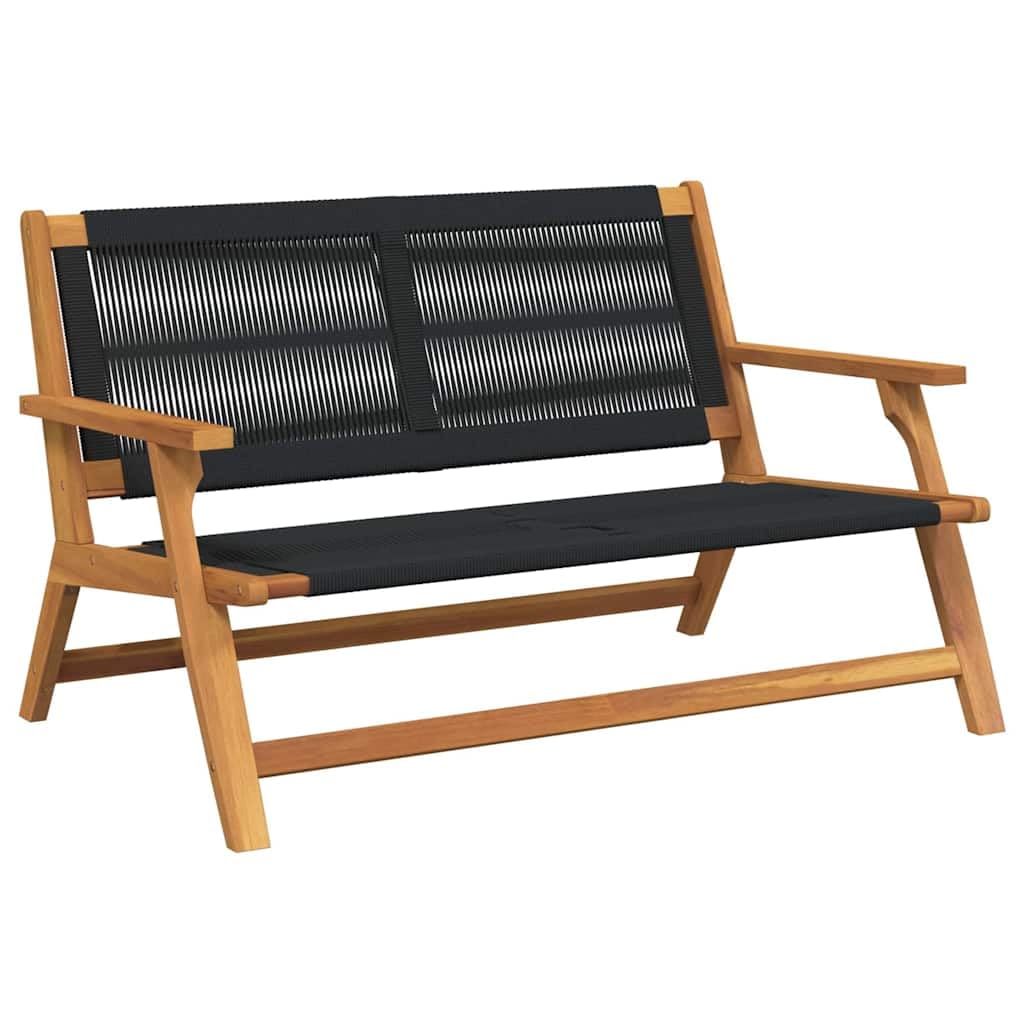 Mobilier de Jardin Noir 122x78x73cm en Bois d'Acacia Massif