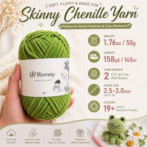 Image of Skinny Chenille Yarn for Crocheting - 12 Pack Soft Matte Fine Chenille, 50g /158yd Each (1896yd Total), CYC #2 Baby Blanket Yarn for Plush Toys, Blankets & Large Projects(Bold Mix)