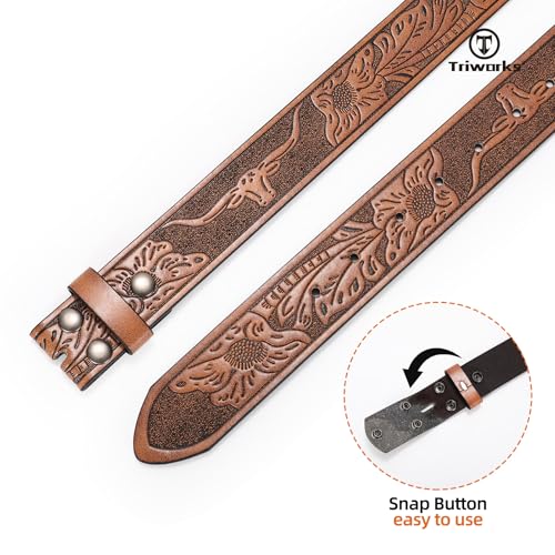 Western Leather Belt Strap for Men without Buckle Cowboy Cowgirl Leather Mens Belt for Jeans2