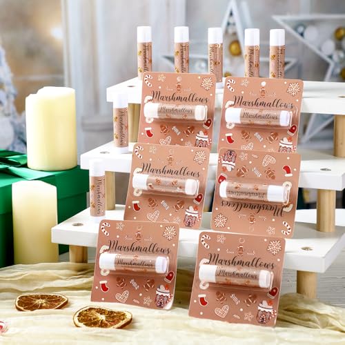 Image of 24 Pcs Christmas Hot Cocoa Lip Balms Bulk Christmas Party Stocking Stuffers Hot Chocolate Flavor Coffee Gift Supplies for Travel Lipstick Winter Birthday Party Favors