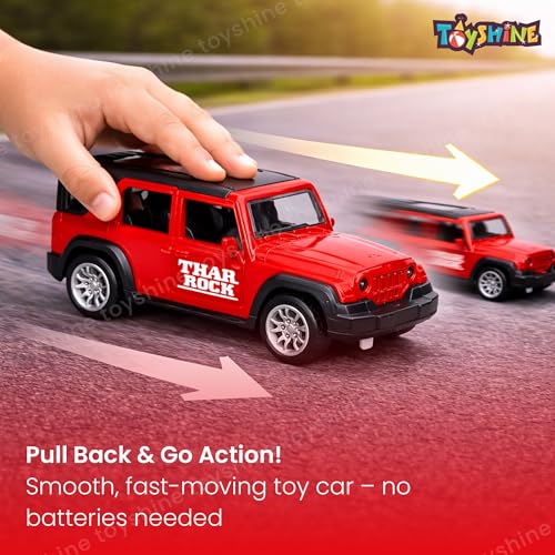 Image of Toyshine 1:32 Scale Die Cast Thaar Model Vehicle Toy Car with Pull Back Function Along with Opening Door Feature for Kids Boy Girl 3+, Red