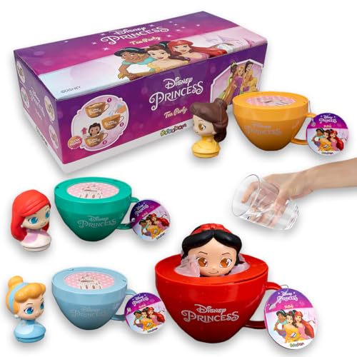 #sbabam Disney Princess Tea Party, Disney Prinzessinnen Puppen, kleine Puppen der Meerjungfrau Ariel, Rapunzel, Aschenputtel und Schneewittchen, 2 Stück, Kinderspiele am Kiosk, Geschenkideen