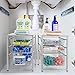 Bextsware Auledio Stackable Mesh Cabinet Basket Organizer with 3 Tier Wire Grid Sliding Drawer, Multi-Function Storage Organizer for Kitchen Counter, Desktop, Under Sink,Silver
