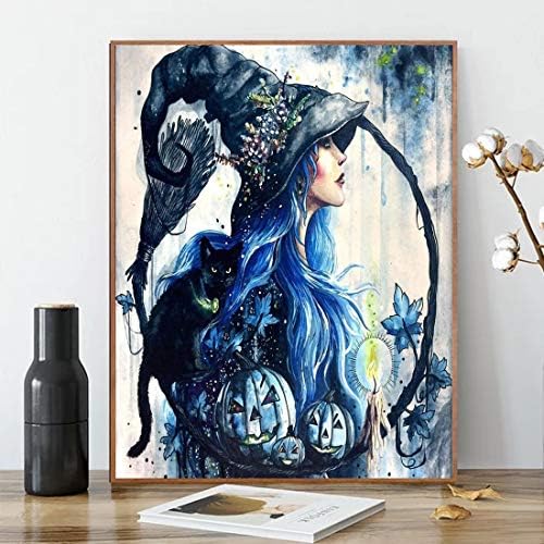 ACENGXI Halloween Paint by Numbers Halloween Paint by Numbers Kits Witches and Pumpkins Paint by Numbers Acrylic Painting Decor Witches DIY Paint by Number Kits for Adults Kids Beginners16x20In
