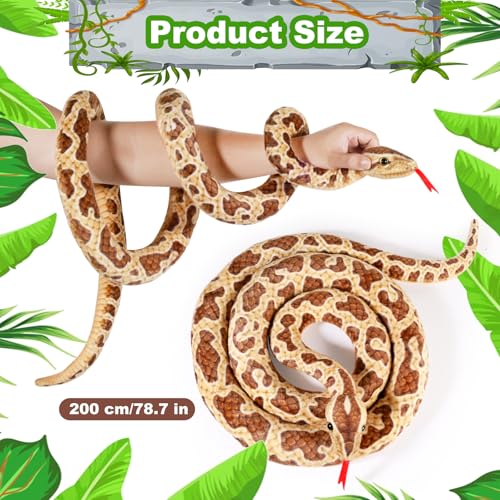 AYSYR Schlange Kuscheltier Große,Kuscheltier Schlange Emulation,Schlangen Kuscheltiere für Kinder Jungen Mädchen,Snake Prank Requisiten,Schlangen Spielzeug Halloween-Dekorationen(200 cm/78.7 in)