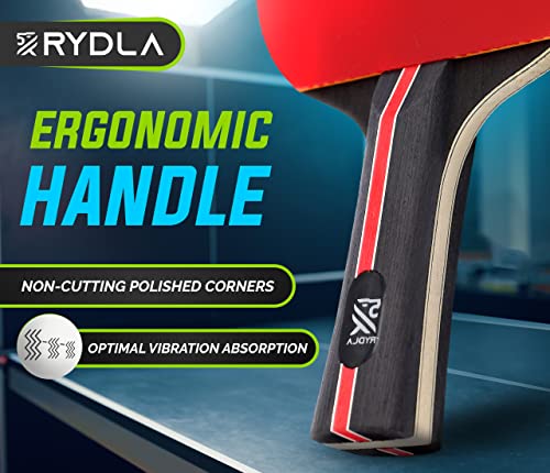 Rydla Professional Ping Pong Paddle – A Table Tennis Racket To Take Your Skill To The Next Level With Carbon Fiber Technology & Ergonomic Design – Premium Rubber & Sponge For Powerfull Speed & Spin #TOP4