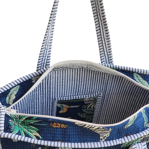 Image of 100% Cotton Jungle Print Shoulder Bag Tote Bag Women Reversible Shopping Bag and Grocery Bags Stylish Travel Bag Gift for Her
