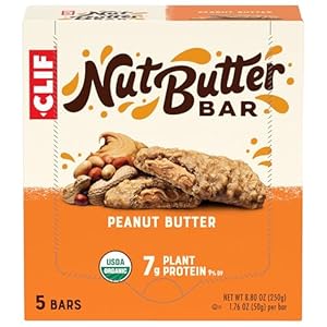 CLIF Nut Butter Bar – Peanut Butter – Filled Energy Bars – Non-GMO – USDA Organic – Plant-Based – Low Glycemic – 1.76 oz. (5 Pack)