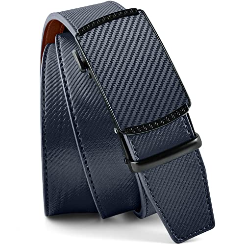 Image of DOOPAI Men's Leather Ratchet Belt, 1 3 /8 inch Wide, Cut-to-Fit | 1 /5 inch micro-adjust fit, trim-to-fit leather strap and smooth auto-lock buckle for dress, business, jeans and gift-ready wear