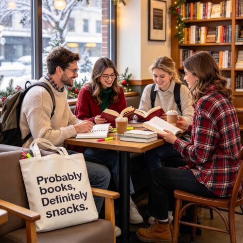 yuboo Book Lovers Gifts Tote Bag for Fall Thanksgiving Christmas Gift - image 3
