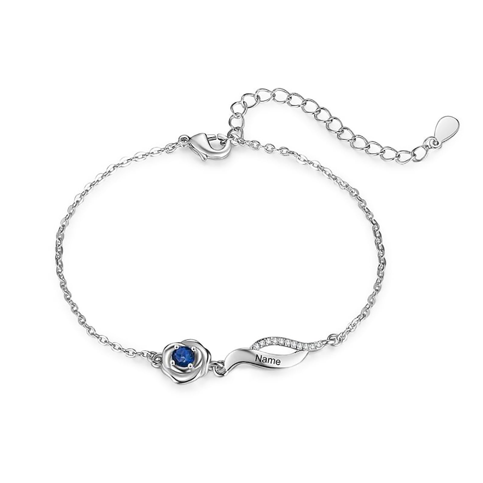 Personalisiertes Armbänder Fußkettchen mit 1–4 Geburtssteinen und Eingravierten Namen Für Frauen, Sterlingsilber Personalisiertes Fußkettchen, Schmuckgeschenk Geburtstag