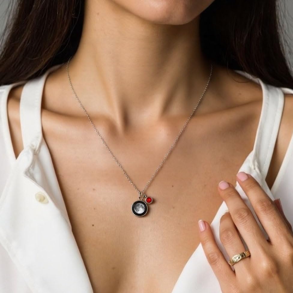 Personalized Birth Moon Necklace for Women - Custom Engraved Name & Speical Date Jewelry for Her - Birthday, Anniversary, Meaningful Keepsake Pendant Gift4