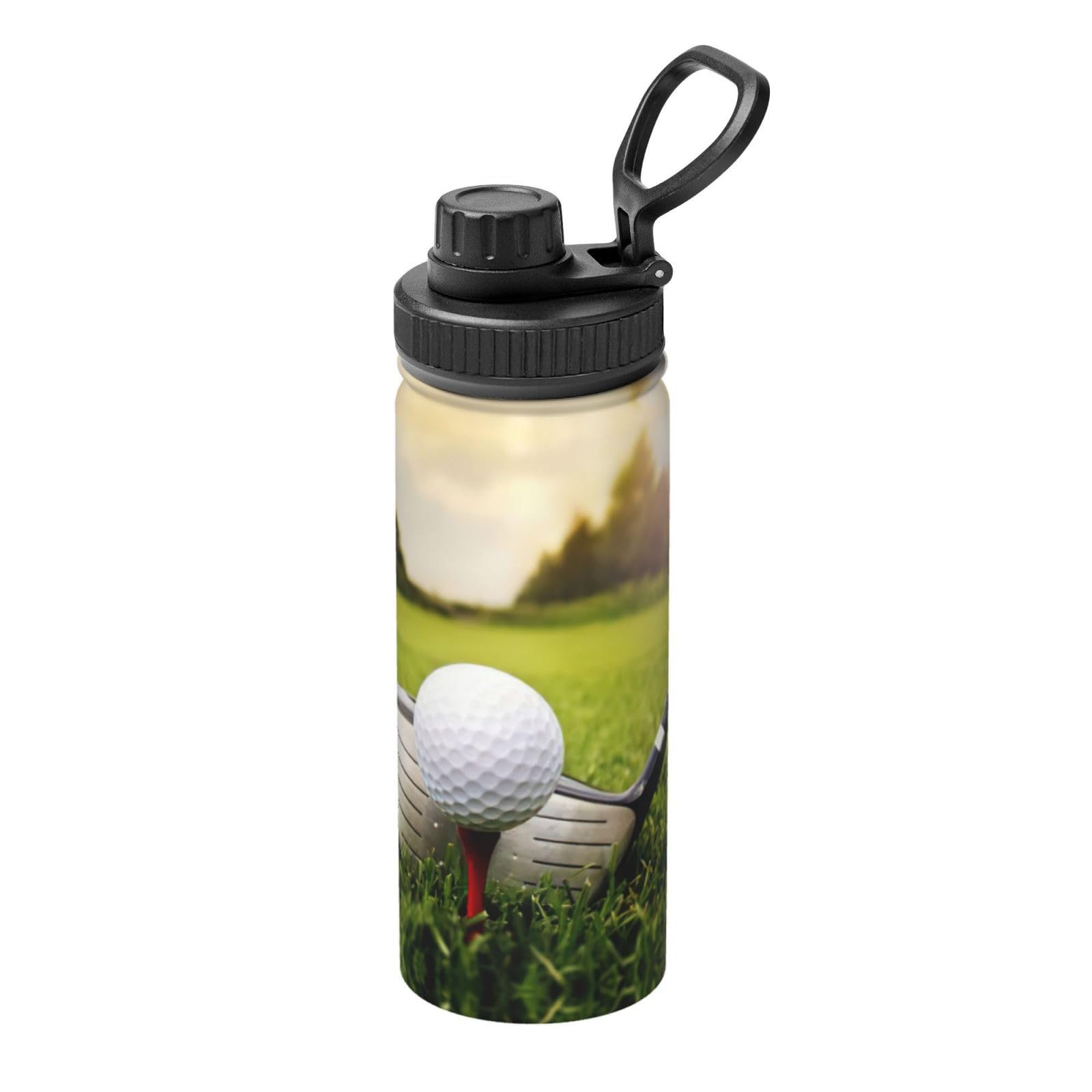 Botella de agua de acero inoxidable con aislamiento de doble pared para camping, senderismo, pelota de golf