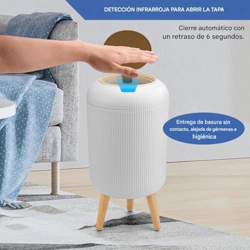 Cubo de basura inteligente 10L papelera para hogar sala y bano sensor 4