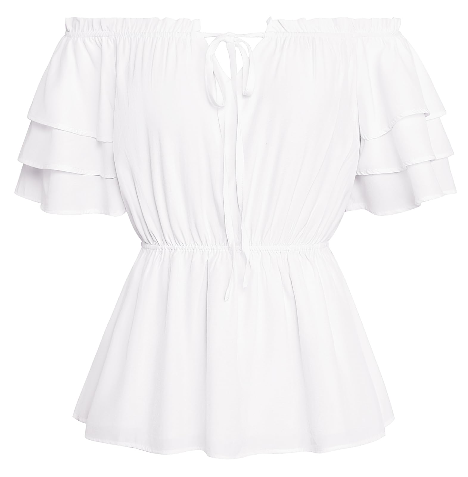SCARLET DARKNESS Chemise Traditionnelle Renaissance pour Femme Chemise médiévale à Volants et épaules dénudées