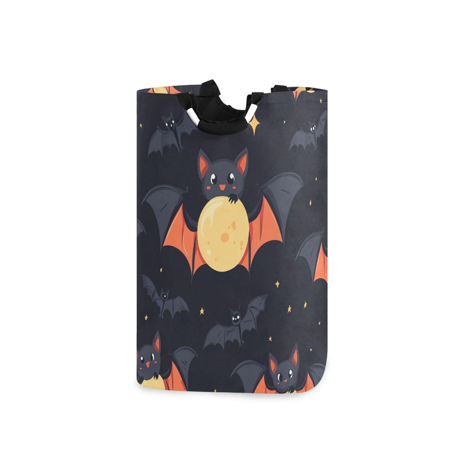 Jihqo Laundry Hamper Basket Cute Halloween Bats Collapsible Nursery Storage Bin Waterproof Clothing Baskets for Home Bedroom Bathroom Washing Room