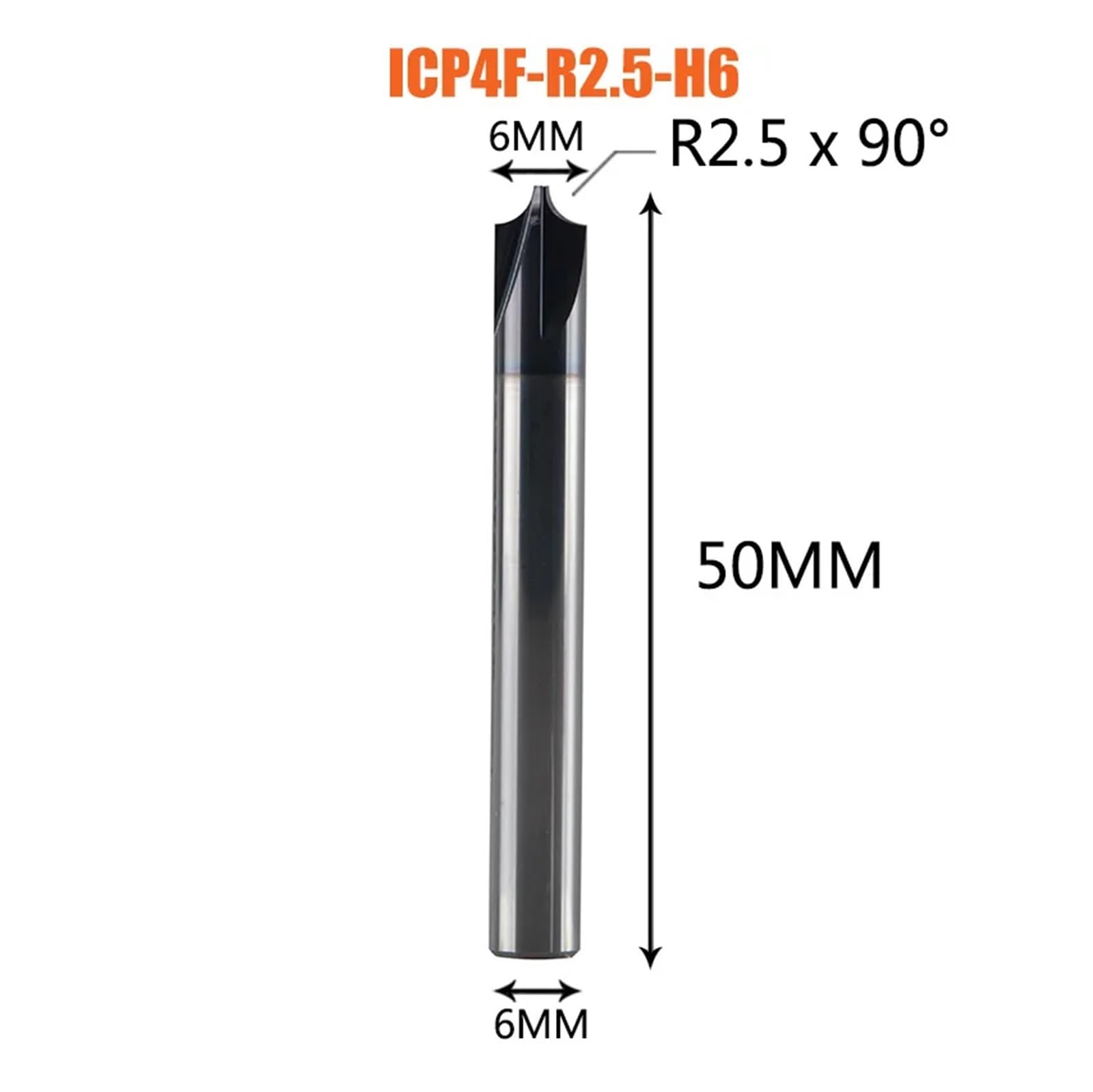 Juego de Brocas avellanadas carburo sólido, Fresas Extremo, enrutador, Herramienta fresado Biselado 90 Grados, desbarbado Radio Interior 4-14 mm(ICP4F-R2.5-H6)