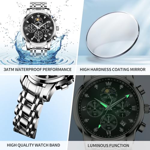 Image of OLEVS Watches for Men Dress Chronograph Luxury Stainless Steel Big Face