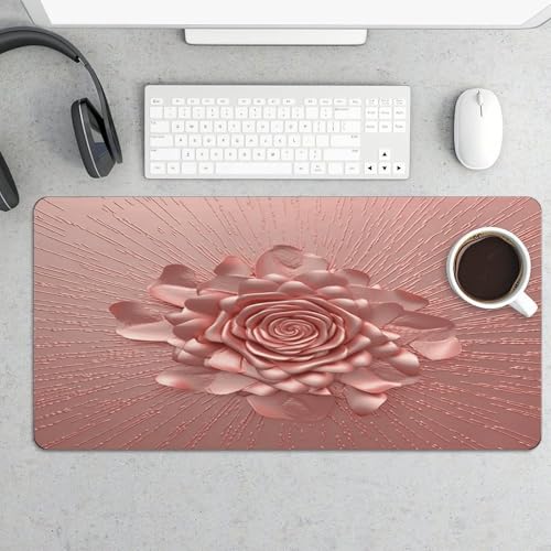Alfombrilla de escritorio rosa oro rosa grande antideslizante miniatura 5