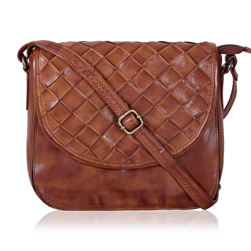Image of Genuine Leather Shoulder Crossbody Purse For Women with Adjustable Strap, Mobile Pocket & Outside & Inside Zipper