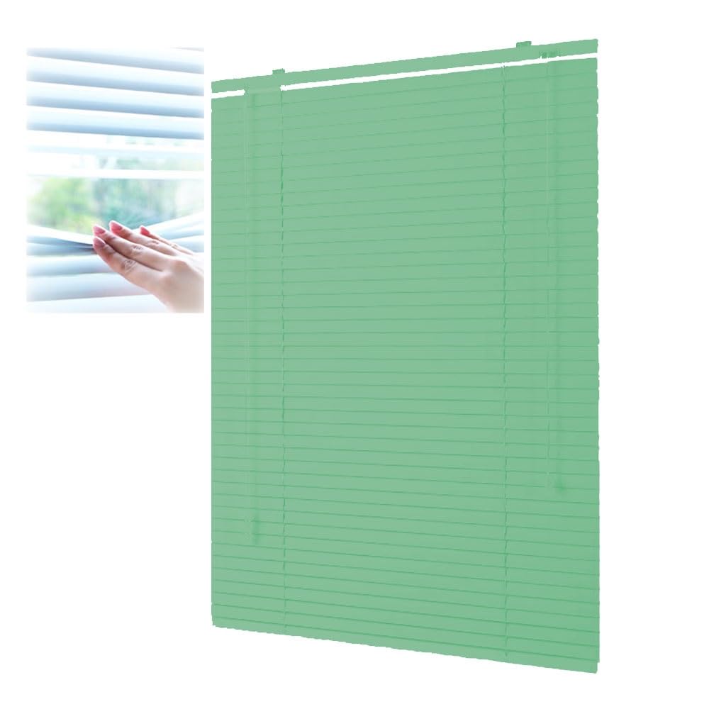 Blinds Cordless 1" Slat Aluminum Horizontal Blinds Venetian Shades Custom Size Room Darkening Window Shades for Living Room Bedroom Office(Green)