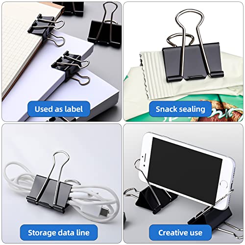 120Pcs Paper Binder Clips 6 Assorted Sizes,Jumbo, Large, Medium, Small, Mini and Micro Paper Clamps School Binder Clips with Plastic Box image 2