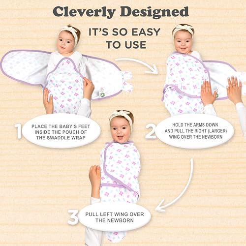 Image of Swaddles for Newborns - 3-Pack Infant Swaddles 0-3 Months - Adjustable Swaddle Sleep Sack - Soft Organic Cotton Baby Wrap for Safe & Cozy Sleep