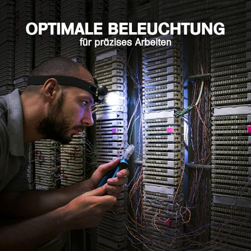 Offgridtec 2er Pack LED Stirnlampe 220lm, 1300 Lux, IPX4 Wasserdicht, Verstellbares Kopfband, Verschiedene Lichtmodi für Outdoor, Camping, Wandern, Leicht, Batteriebetrieben (nicht inklusive), Schwarz – Bild 6
