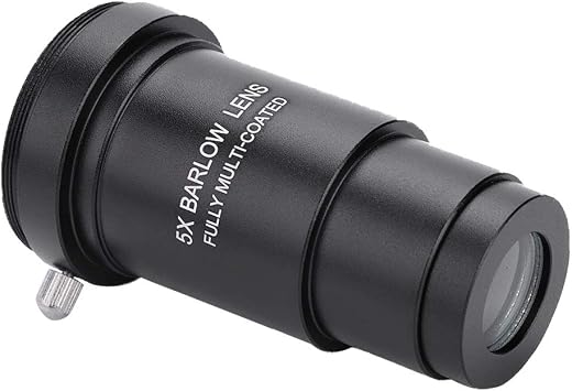 Barlow Lens 5X, Multi-coated 1.25 5X Barlow Lens M42 Thread for Telescopes Eyepiece M42 x 0.75mm Thread T-Adaptor, Can be Attached to DSLR or SLR Camera via a Separate Ring Adapter