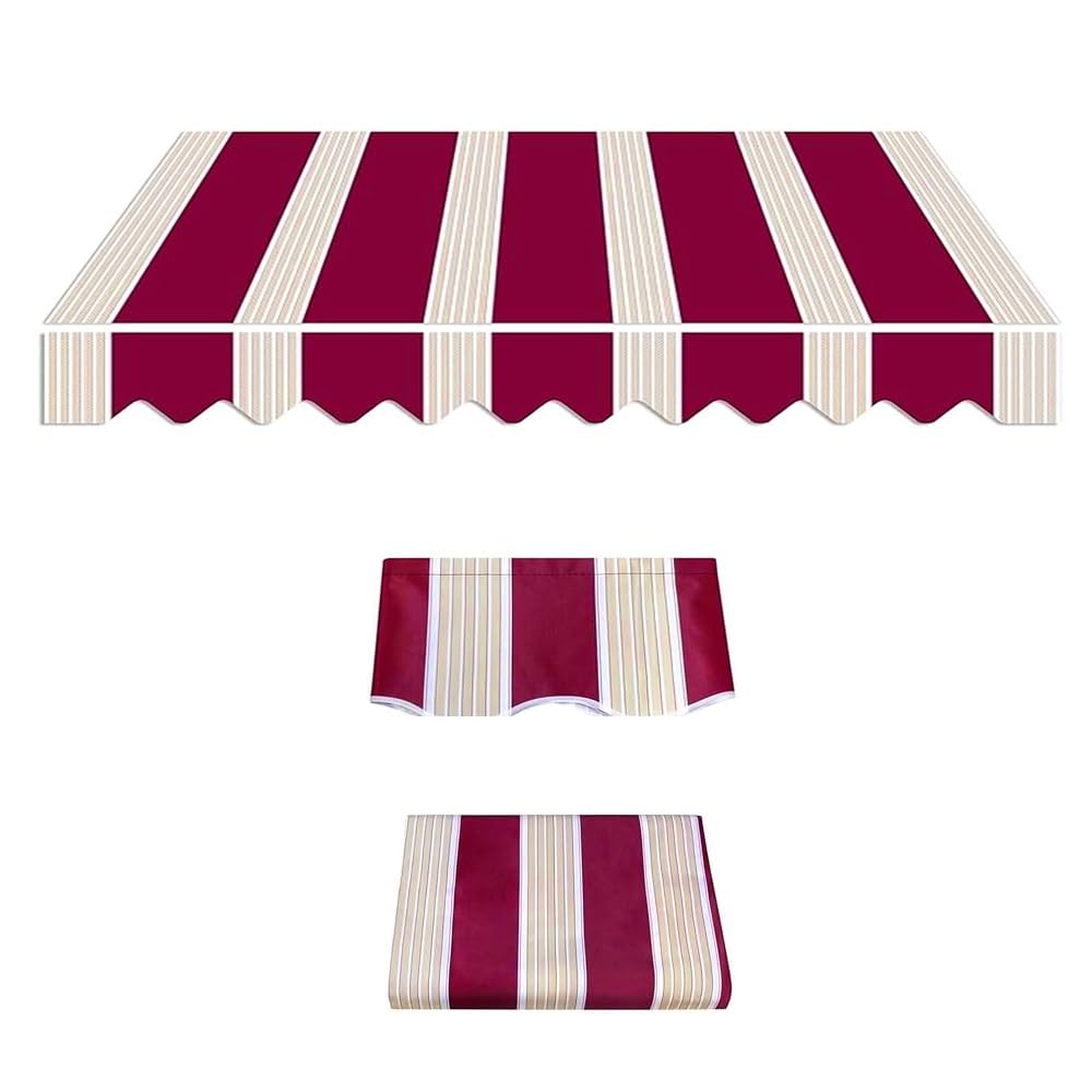 Tissu de rechange pour auvent de terrasse rayé rouge 4x2m