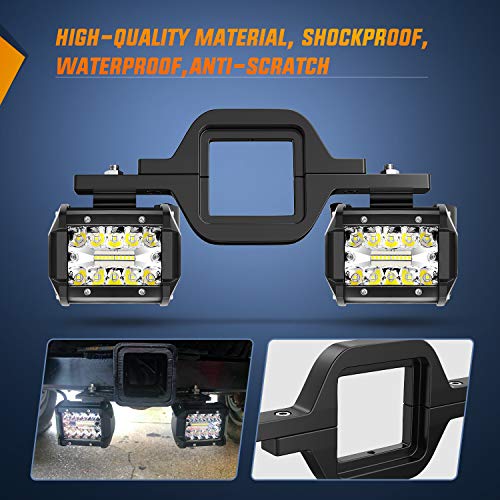 Nilight ZH419-1 2 Pcs 4 Inch 60W Led Pods With 2 Inch Tow Hitch Mounting Brackets Backup Reverse Lights Rear Light Bar thumb #3