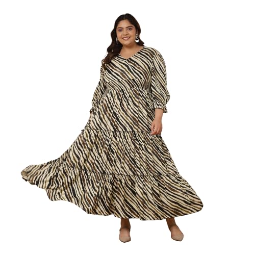 Image of DEEBACO Women's Rayon Wrap Fit and Flare V-Neck Maxi Dress for Woman Festive Fancy|Casual Outfit|Trending Stylish Long One Piece Dresses Women Western (Multicolor)