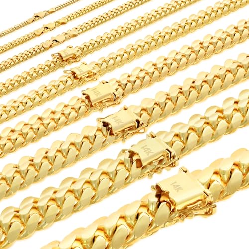 Nuragold 14K Real Yellow Gold Solid Miami Cuban Link Chain Necklace 16-30 (2.7mm-11mm) Italian Jewelry for Men & Women - 30 4mm