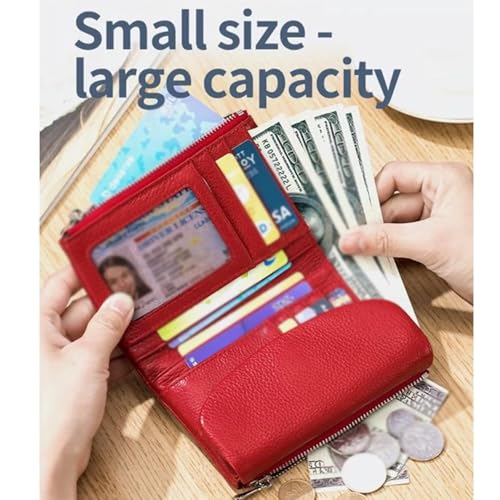 Unisex Pebble Leather Wallet, Small Wallets for Women, Short Genuine Leather Purse for Coins and Cards, Full Grain Leather Coin Purse, Coin Holder & Cash Slots (Black)3