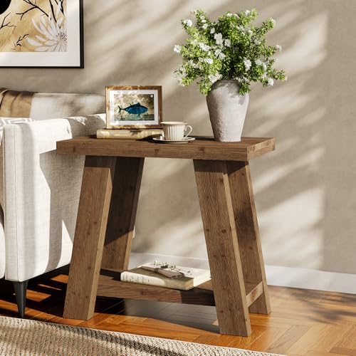 LITTLE TREE Solid Wood End Table, Small Side Table with...