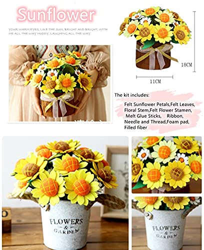Fansridco Felt Flower Diy Kits For Adults,Craft Kit For Women,Arts And Crafts For Teen Girls,Unique Gifts For Women,Felt Artificial Flower For Craft (Sunflower Potted Flower #TOP2
