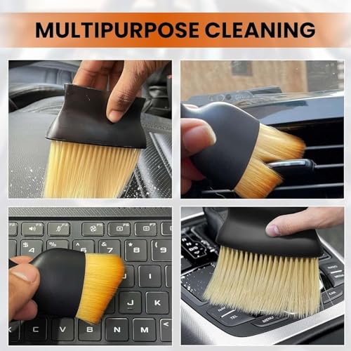Image of 4 PCS Microfiber Car Duster Kit Interior & Exterior Car Cleaning Detailing Tool Scratch & Lint Free, Pollen Removing Extendable Long Handle Duster for Car & Motorcycle car (Car Duster Kit)