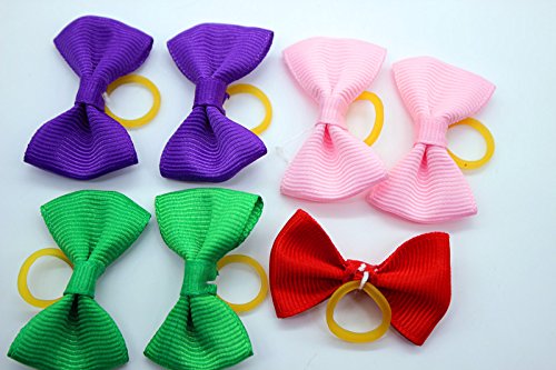 Yagopet 20pcs New Dog Hair Bows Topknot Solid Small Bowknot with Rubber Bands Pet Grooming Products Mix Pure Colors Pet… - Image 8