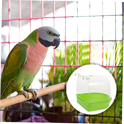 COSMEVIVI Box Bird Bath Tub Cage Birds Accessories Pool Bag Parrot Bird Baths for Cages Bird Shower Automatic No-Spill Transparent Bird Feeder Guinea Pig Cage Splash Birdcage Abs Green